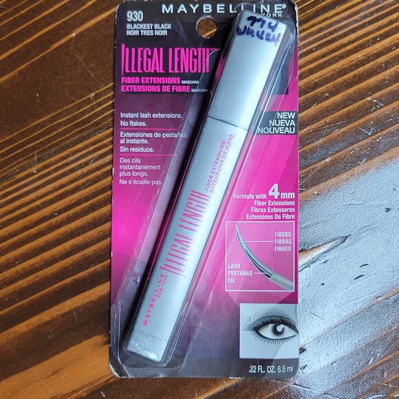 MAYBELLINE Illegal Length Fiber Extensions Washable Mascara 930 BLACKEST BLACK - Picture 8 of 8